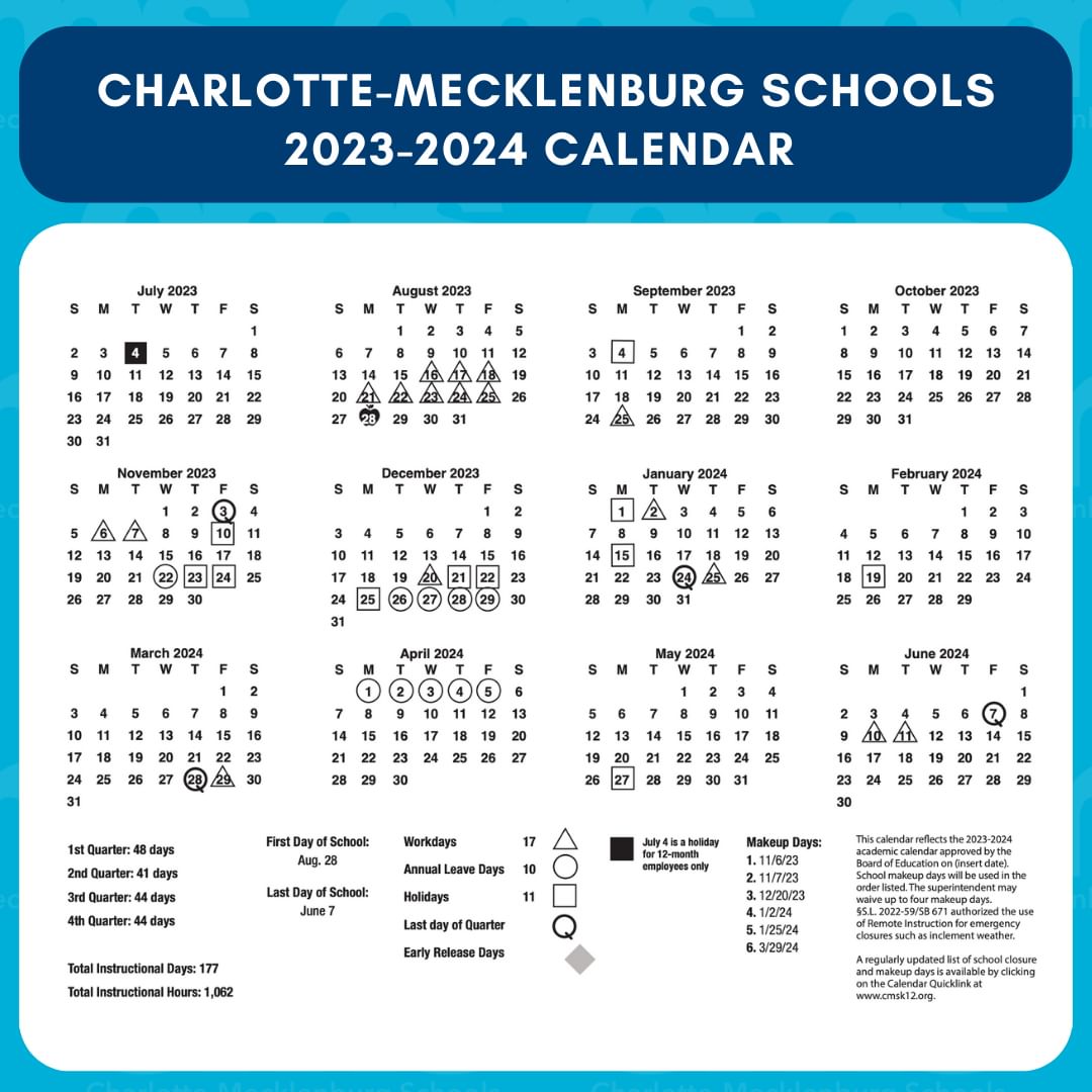 Charlotte Mecklenburg CMS Schools Calendar