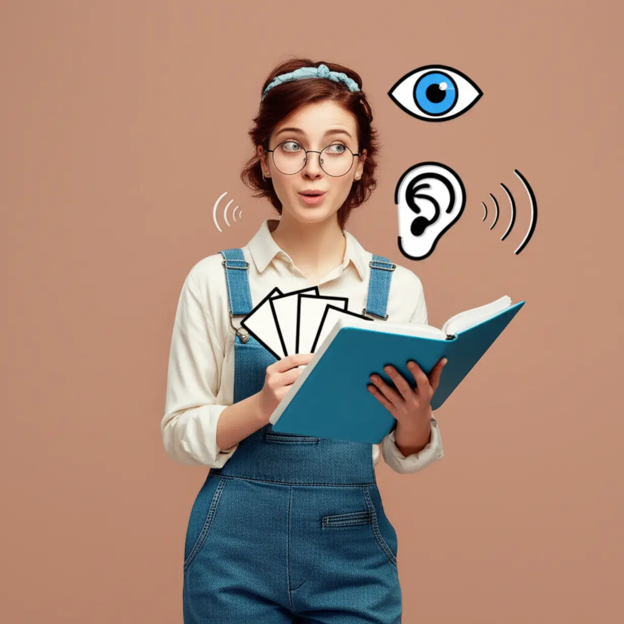 Illustration-of-actively-recalling-English-vocabulary-and-using-multiple-senses-for-learning.
