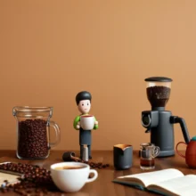바리스타-자격증-공부-장면을-묘사하는-이미지.-따뜻한-커피숍-분위기에서-커피-장비와-함께-책이-놓여있습니다.