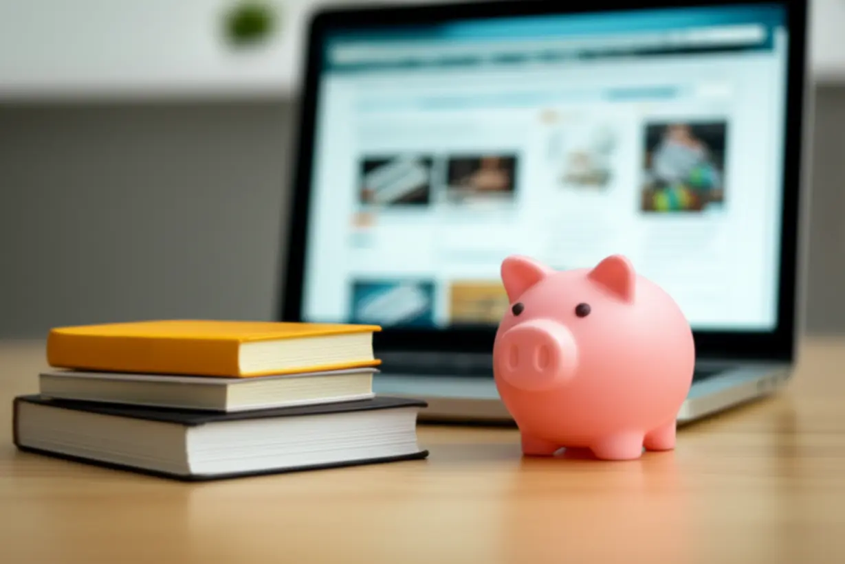 Illustration-of-study-materials-and-money-symbols-representing-costs-and-learning.