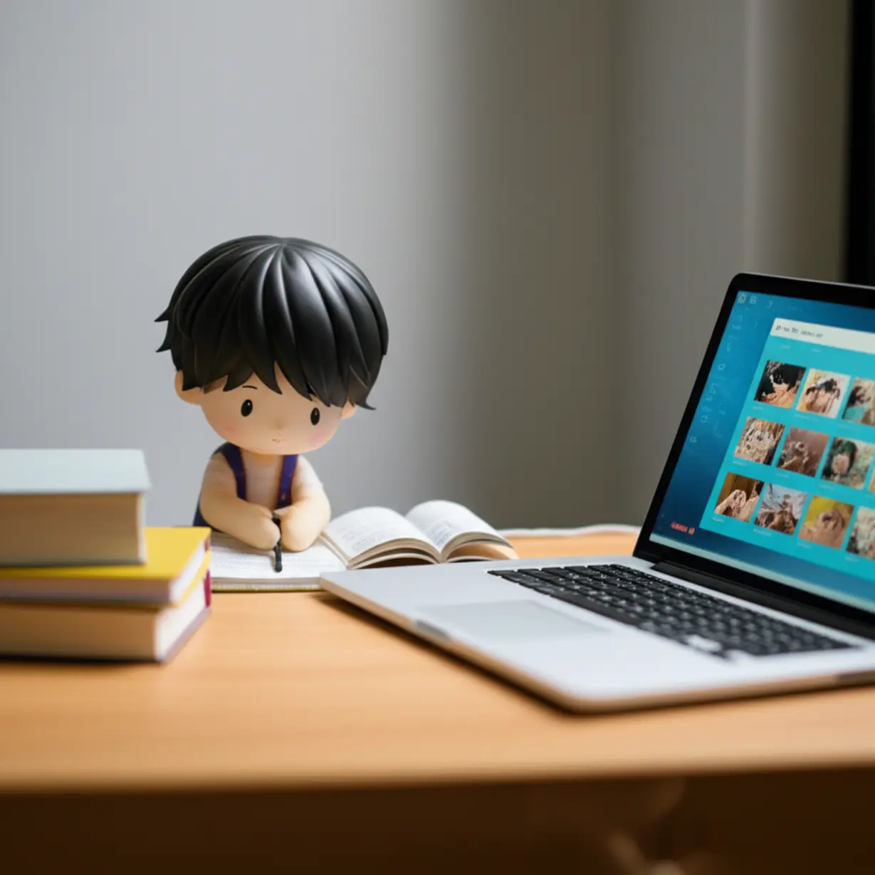 A-3D-animated-character-studying-with-online-resources-and-notebooks,-symbolizing-self-study-for-an-exam.