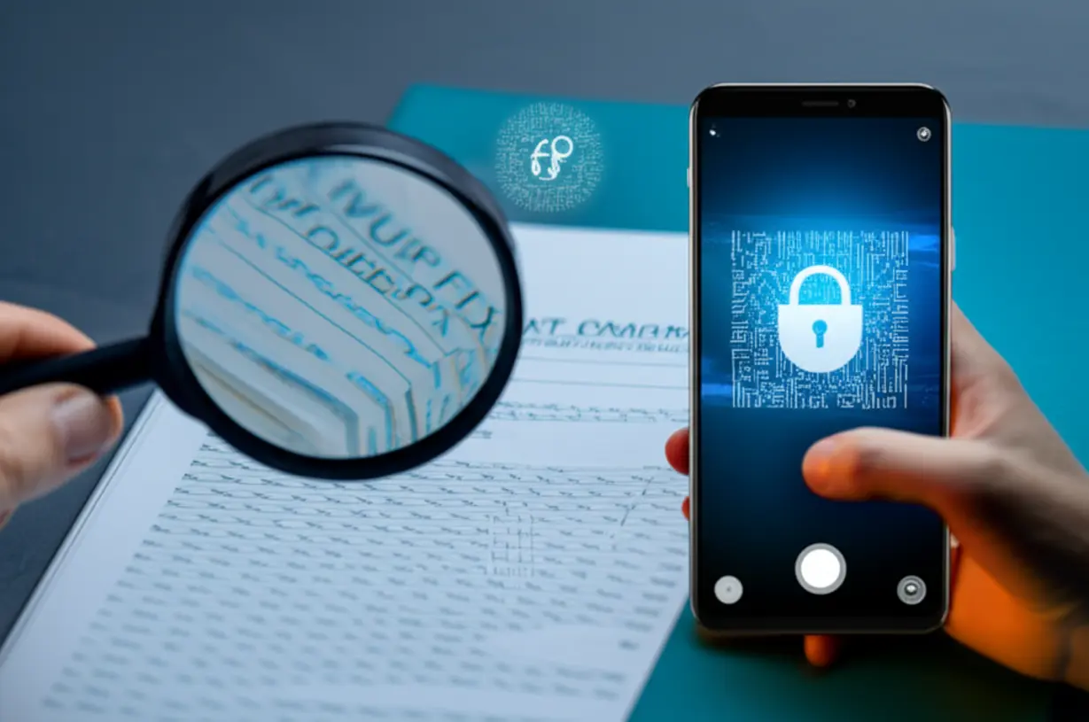 Images-showing-microtext-under-a-magnifying-glass-and-a-smartphone-scanning-a-secure-pattern-on-a-qualification-booklet.