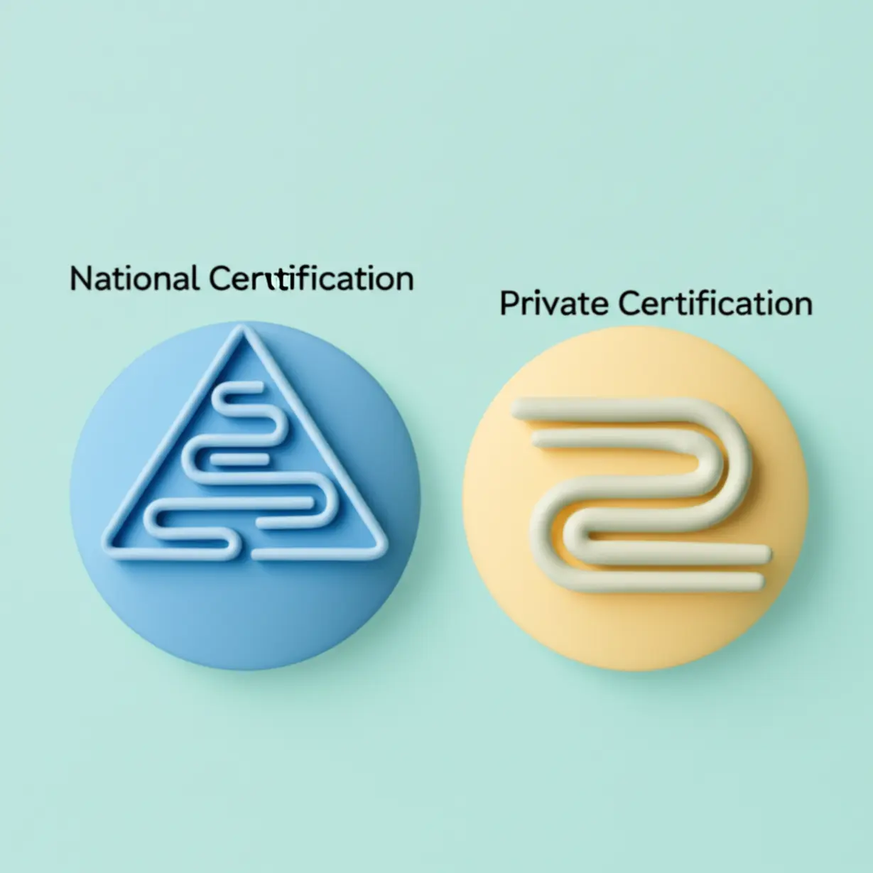 Cute-3D-illustration-comparing-complex-and-simple-paths-representing-national-and-private-certification-journeys.