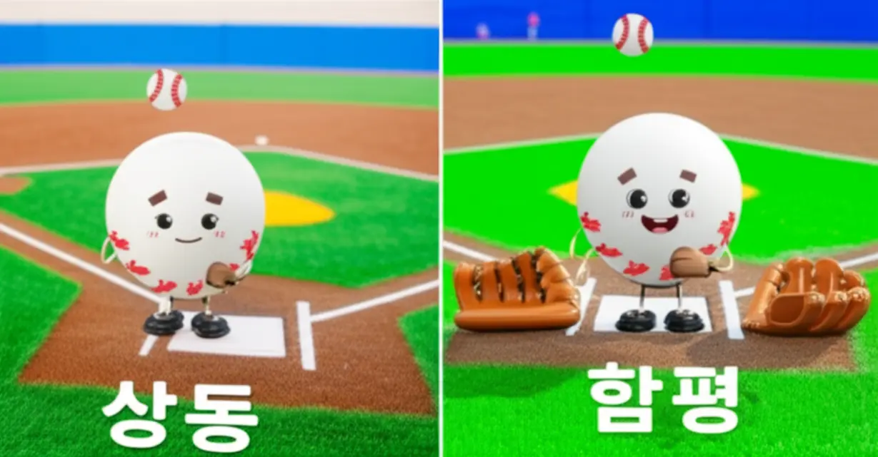 상동과-함평-야구장을-상징하는-귀여운-3D-이미지