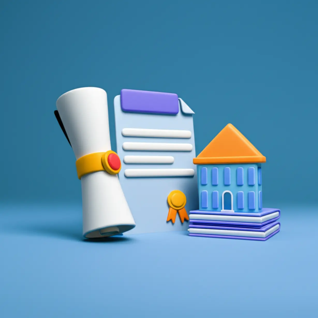 A-cute-3D-rendering-showing-symbols-of-a-certificate-and-work-experience.
