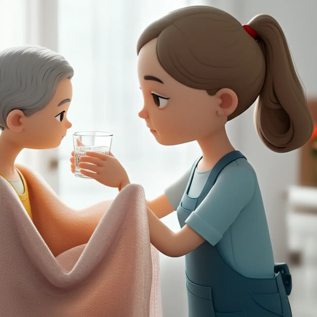 환자를-돌보는-귀여운-3D-캐릭터와-노인-환자
