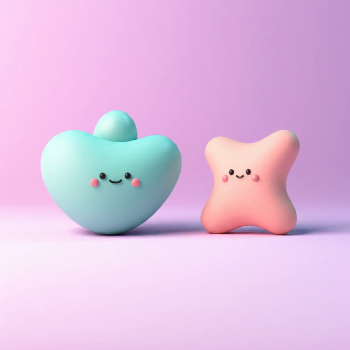 부드러운-형태와-구조적인-형태의-두-가지-추상적인-귀여운-3D-개념-비교-이미지