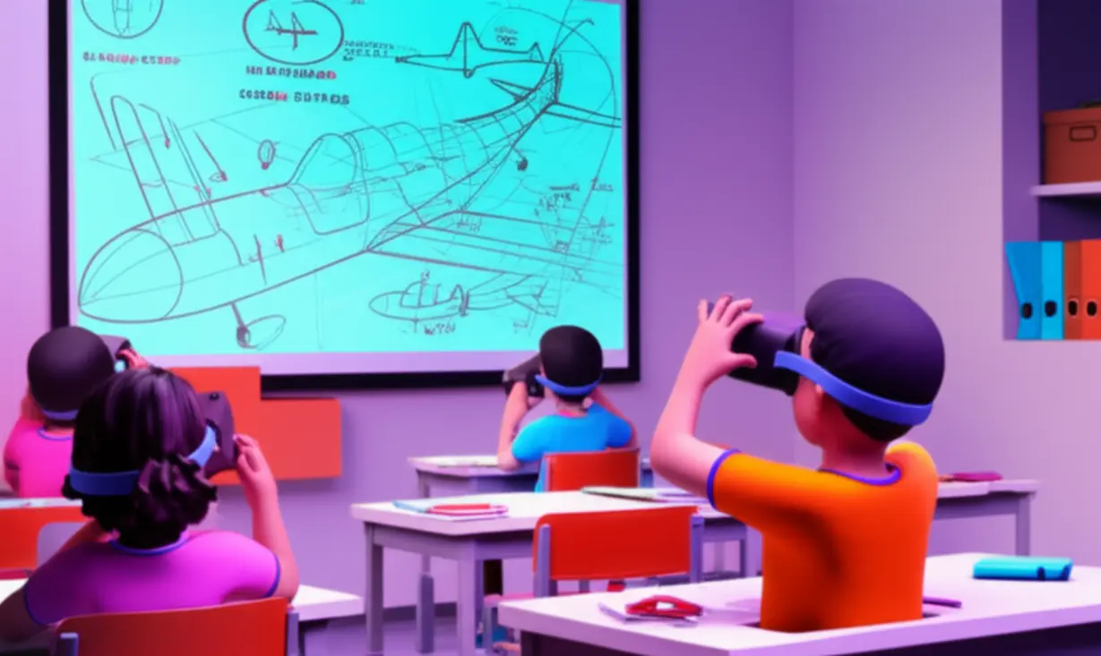 Cute-3D-image-depicting-students-learning-aircraft-maintenance-using-modern-technology-like-VR-at-a-university.