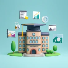 Cute-3D-image-of-Dongguk-University-and-floating-charts