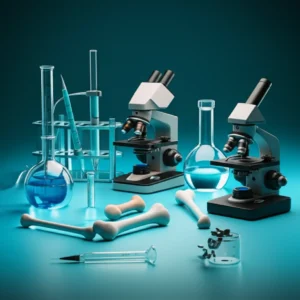 현미경과-과학-장비,-추상적인-뼈-모양이-있는-깨끗한-법의인류학-실험실-모습