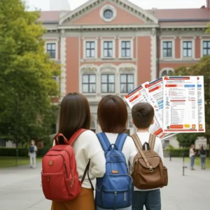 A-cute-3D-image-depicting-students-reviewing-Gachon-University-admission-information.