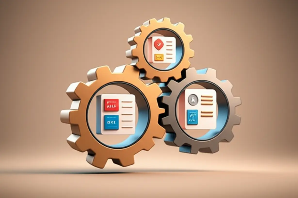 A-3D-illustration-showing-interconnected-gears-symbolizing-system-changes,-with-icons-of-academic-grades-and-student-activity-records.