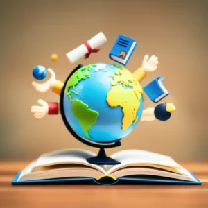 A-cute-3D-rendering-of-a-globe-with-overlayed-symbols-of-global-aid-and-a-certificate.