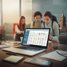 노트북으로-한국-채용공고를-검색하는-다양한-외국인-유학생들의-귀여운-3D-이미지