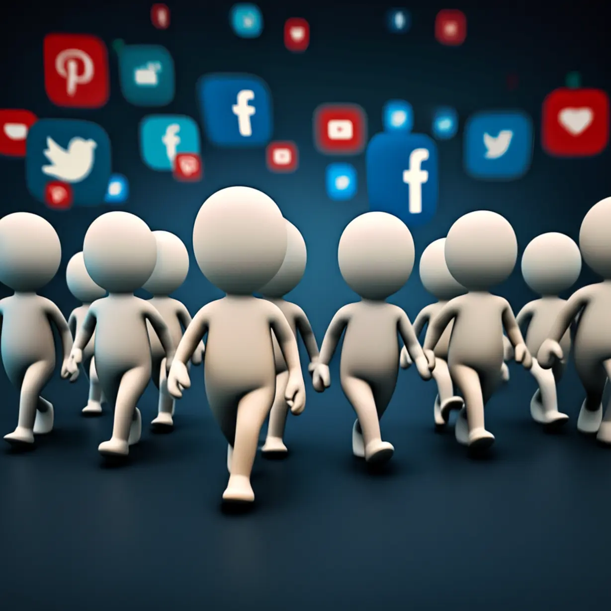 앞선-캐릭터를-기계적으로-따라가는-여러-캐릭터들의-귀여운-3D-이미지.-NPC의-확장된-의미를-표현.