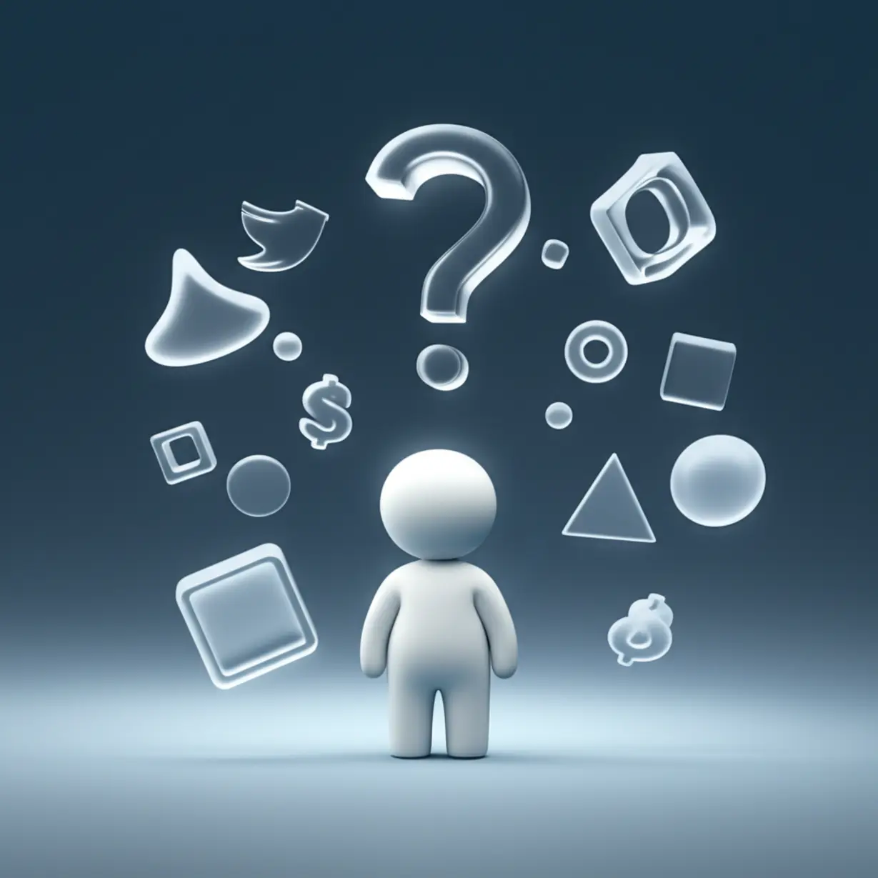 Cute-3D-icon-representing-a-naive-person,-with-a-question-mark,-highlighting-lack-of-understanding.