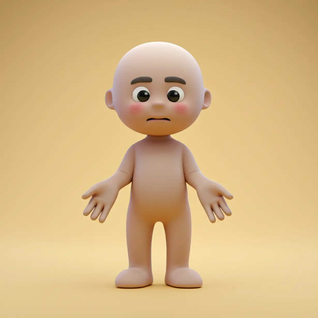 어깨를-으쓱하며-빈-손을-보여주는-3D-캐릭터,-불가능-표현