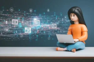 온라인으로-공부하는-사람과-다양한-학과-아이콘