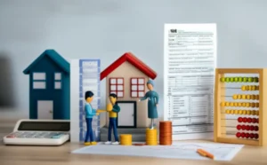 Stylized-3D-image-comparing-professional-roles-with-appraisal-and-tax-symbols.