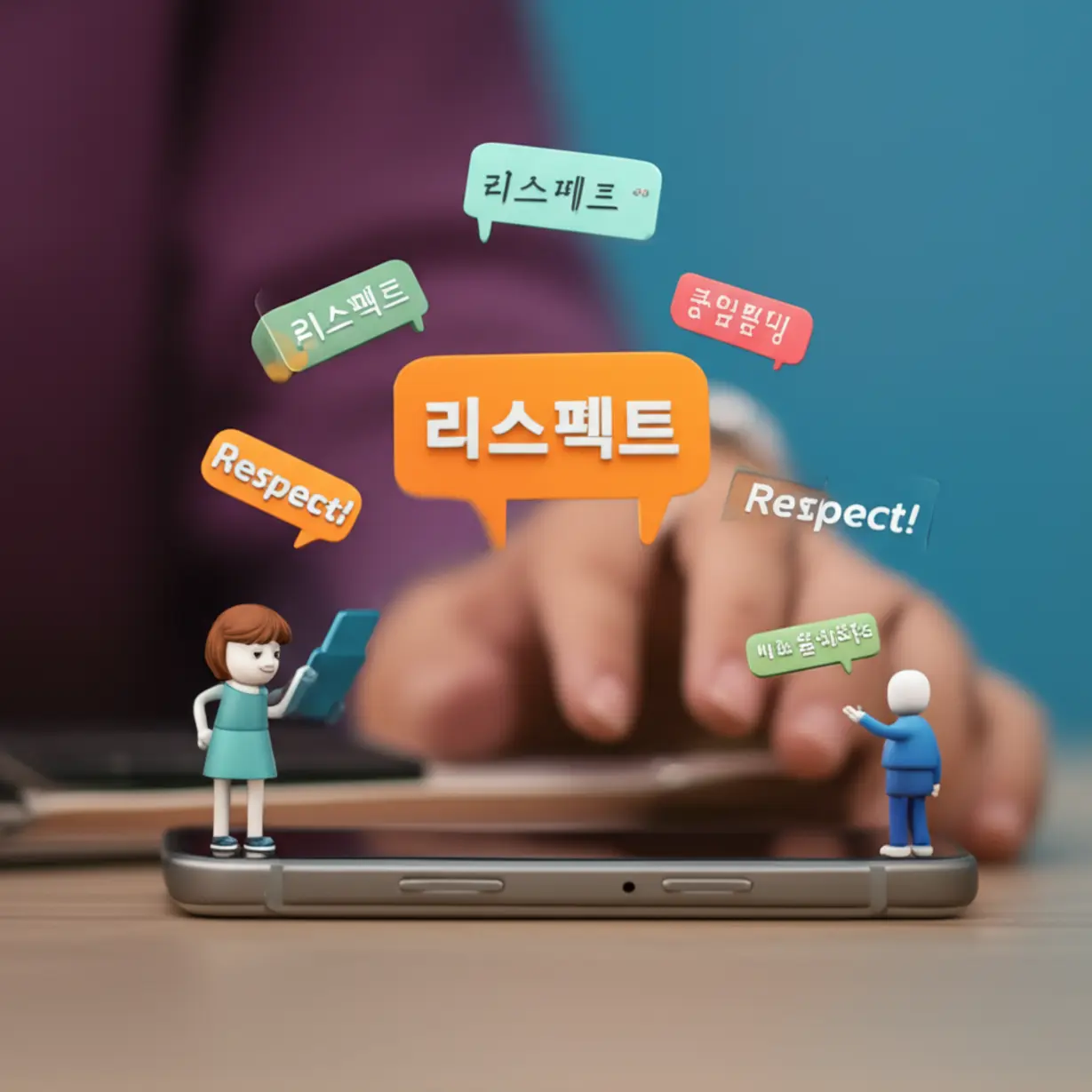 스마트폰을-사용하거나-화면을-보는-캐릭터-주변에-
