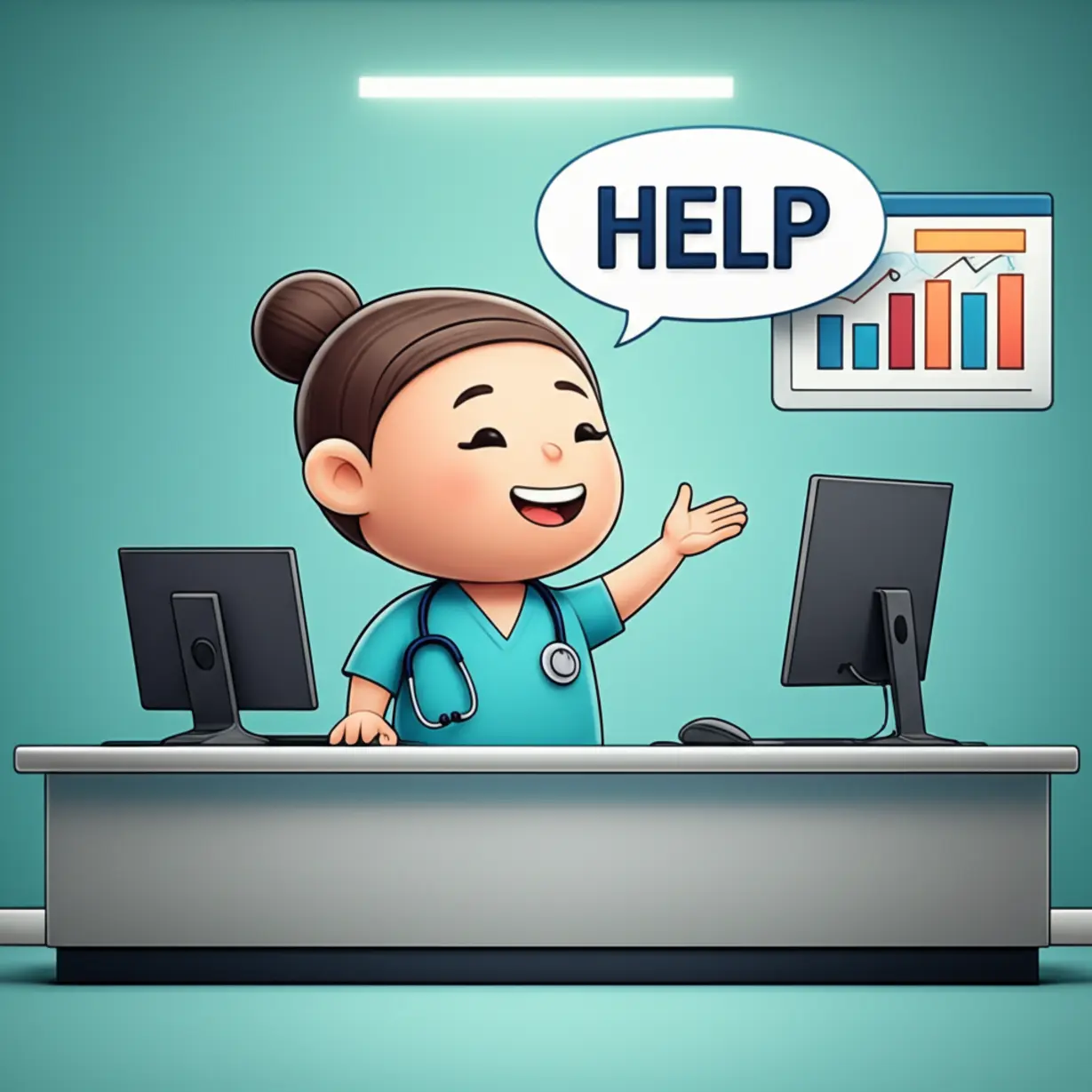 Cute-3D-character-showing-various-roles-of-a-hospital-coordinator