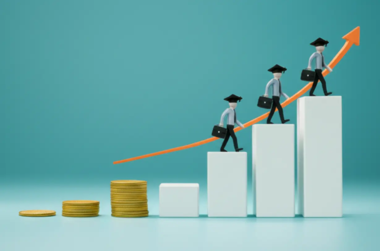Cute-3D-illustration-showing-career-growth-and-salary-increase-paths.