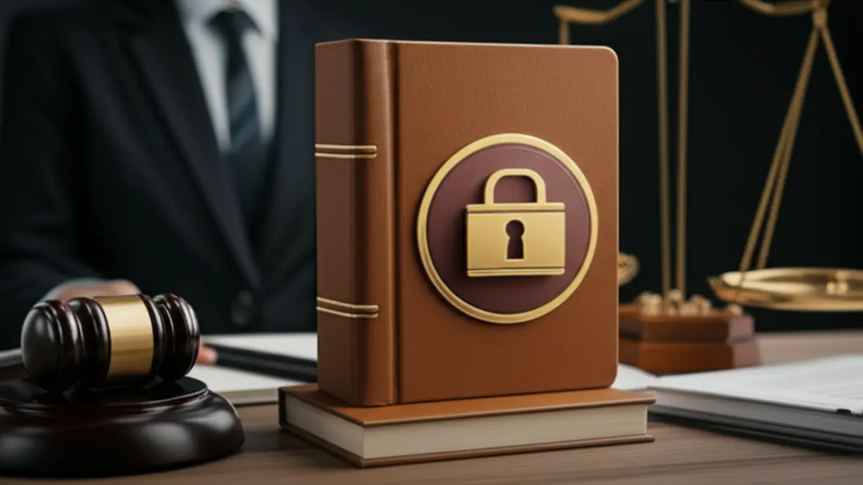 A-qualification-booklet-symbolizing-authenticity,-near-symbols-of-legal-recognition-or-consequences.