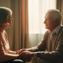 A-cute-3D-image-of-a-senior-counselor-talking-with-an-elderly-person-in-a-room.
