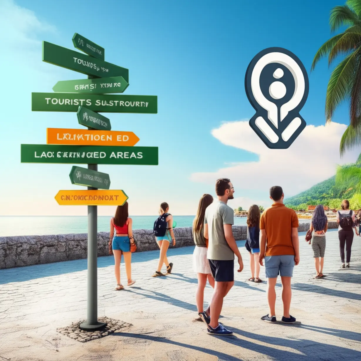 A-cute-3D-image-illustrating-solutions-to-overtourism,-such-as-directing-tourists-to-alternative-areas-and-showing-balanced-interaction.