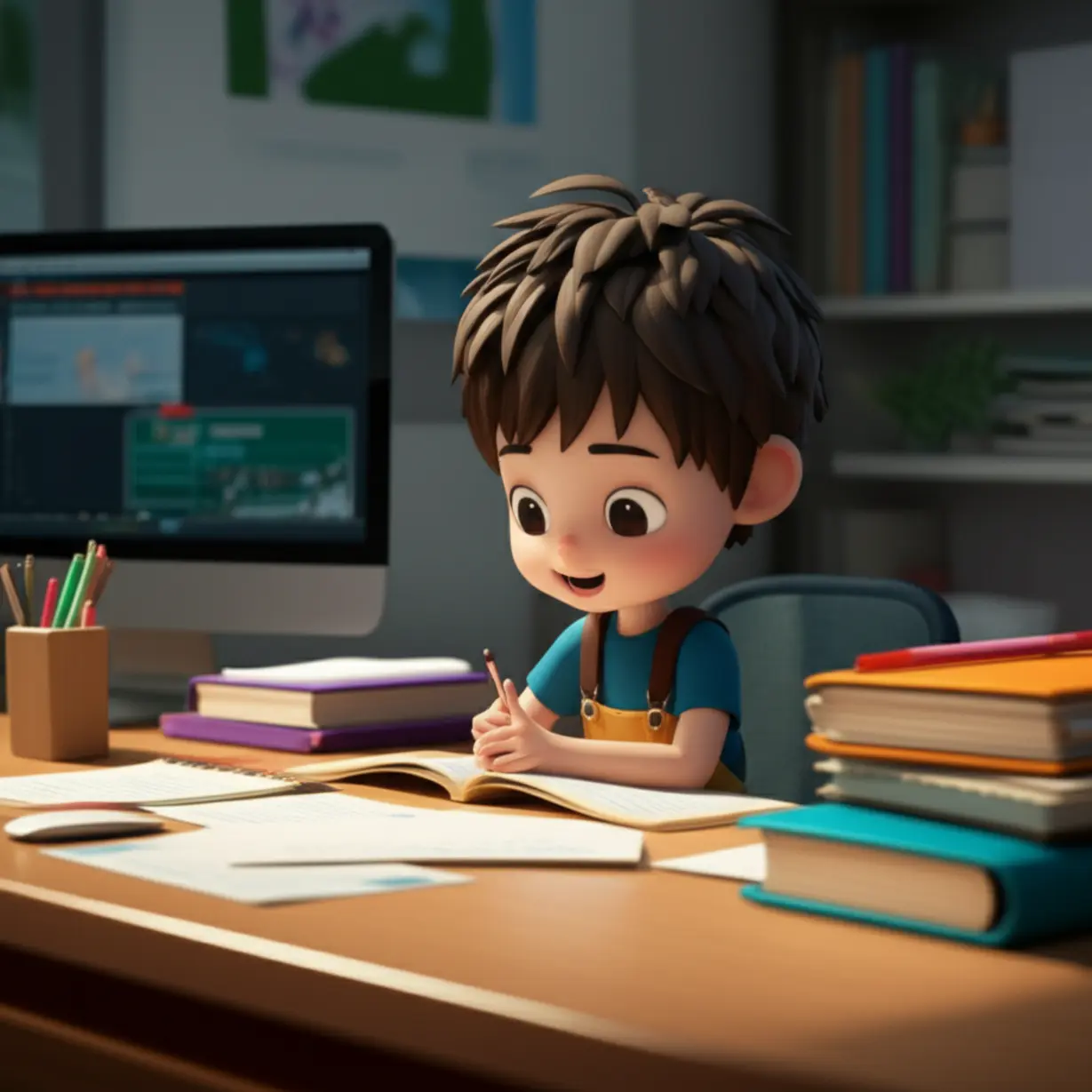 Cute-3D-character-studying-psychology-books-and-online-courses.