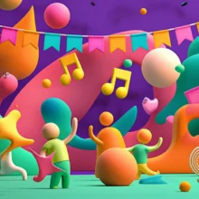 Colorful-festival-scene-with-abstract-elements-and-figures.