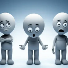 3D-캐릭터들이-각각-거절,-놀람,-불가능을-표현하는-모습