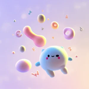 파스텔-톤-배경에-부드러운-빛과-함께-떠다니는-짧고-예쁜-영어-단어들의-추상적인-이미지