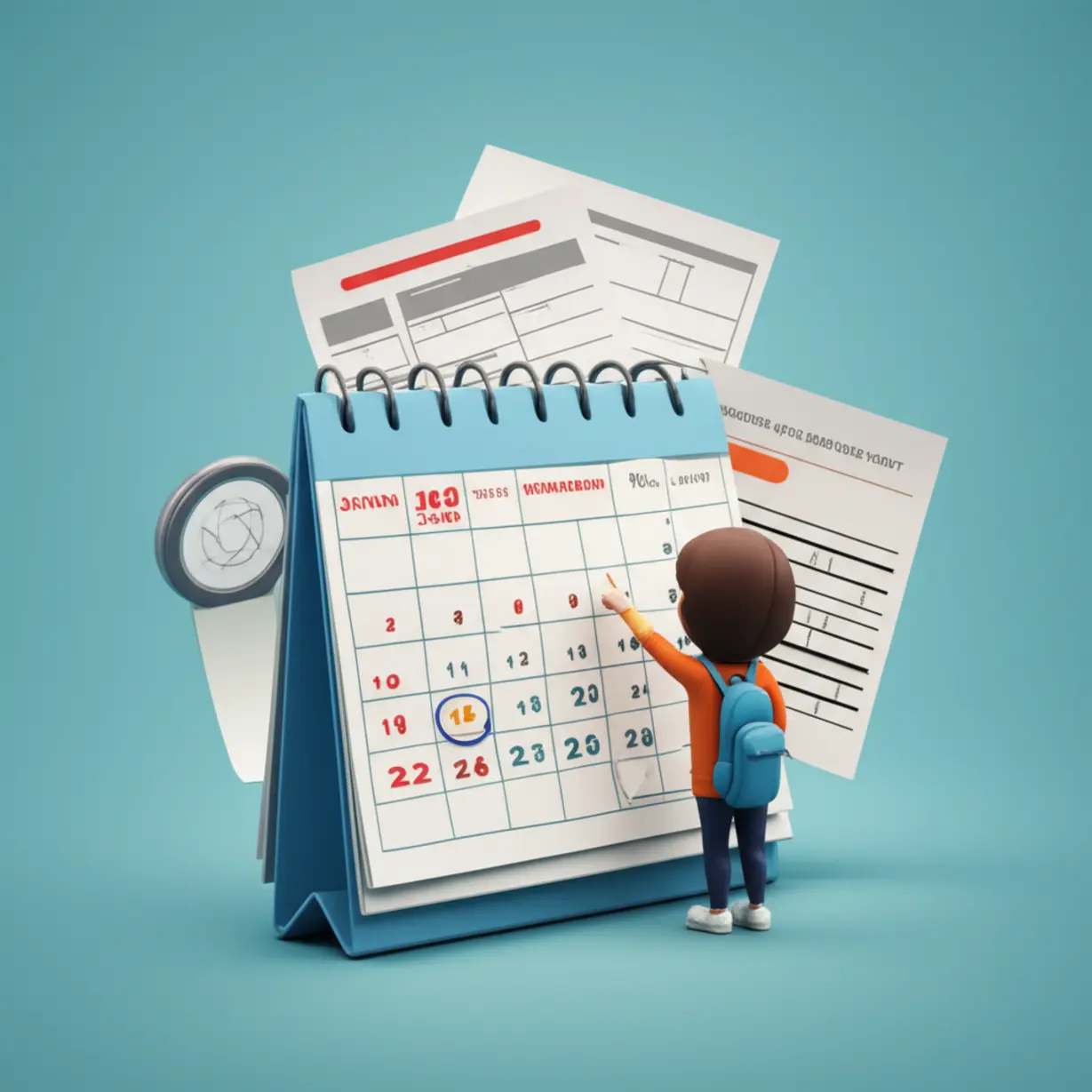 A-3D-illustration-of-a-calendar-showing-important-admission-dates-next-to-application-documents.