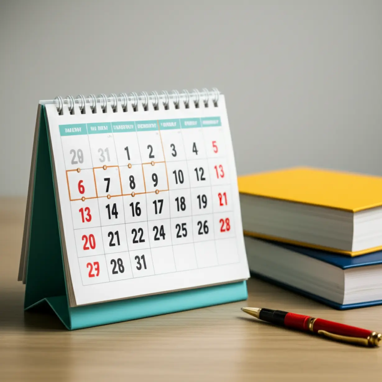 Calendar-showing-important-dates-for-the-Level-2-Career-Counselor-exam-next-to-study-books.