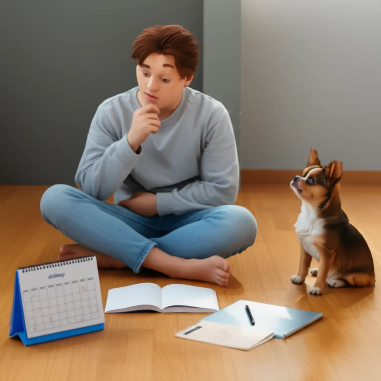 강아지-입양-전-신중하게-계획하는-사람의-모습