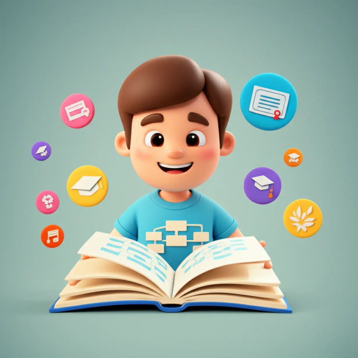 A-3D-illustration-showing-an-adult-with-educational-materials-and-a-certificate-icon,-representing-the-learning-process.