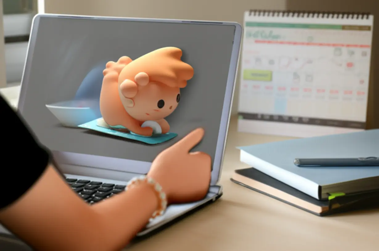 3D-rendering-of-someone-studying-online-for-a-caregiver-certificate