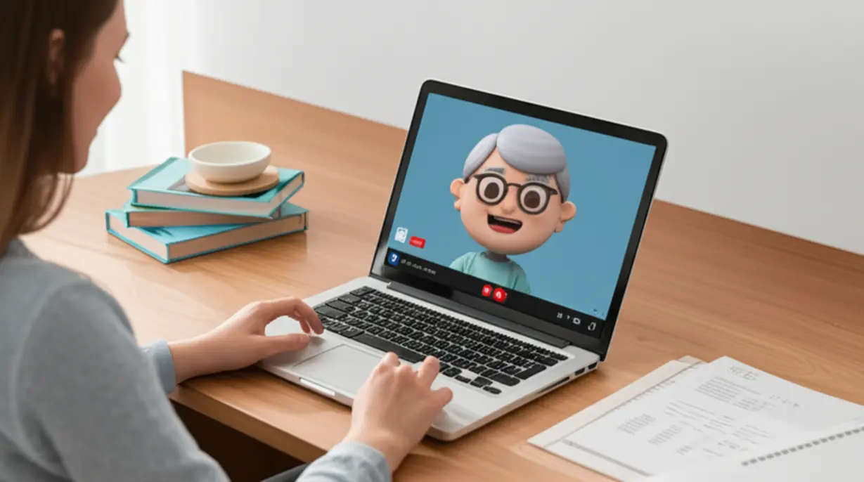 A-3D-image-of-a-person-studying-online-on-a-laptop,-symbolizing-the-accessible-process-of-obtaining-the-elderly-living-instructor-certification.
