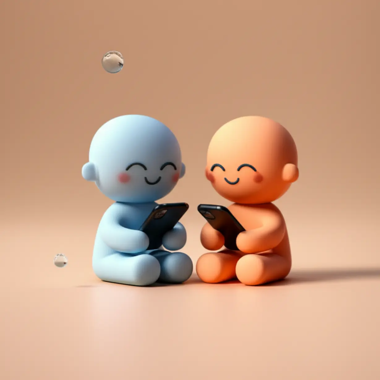 Two-friends-happily-texting-each-other,-showing-expressions-of-comfort-and-amusement-in-a-summer-setting.
