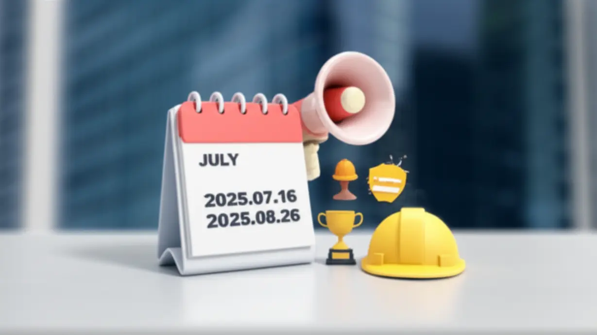 공모전-기간과-발표일이-표시된-달력과-함께-메가폰,-트로피,-안전모가-있는-귀여운-3D-이미지