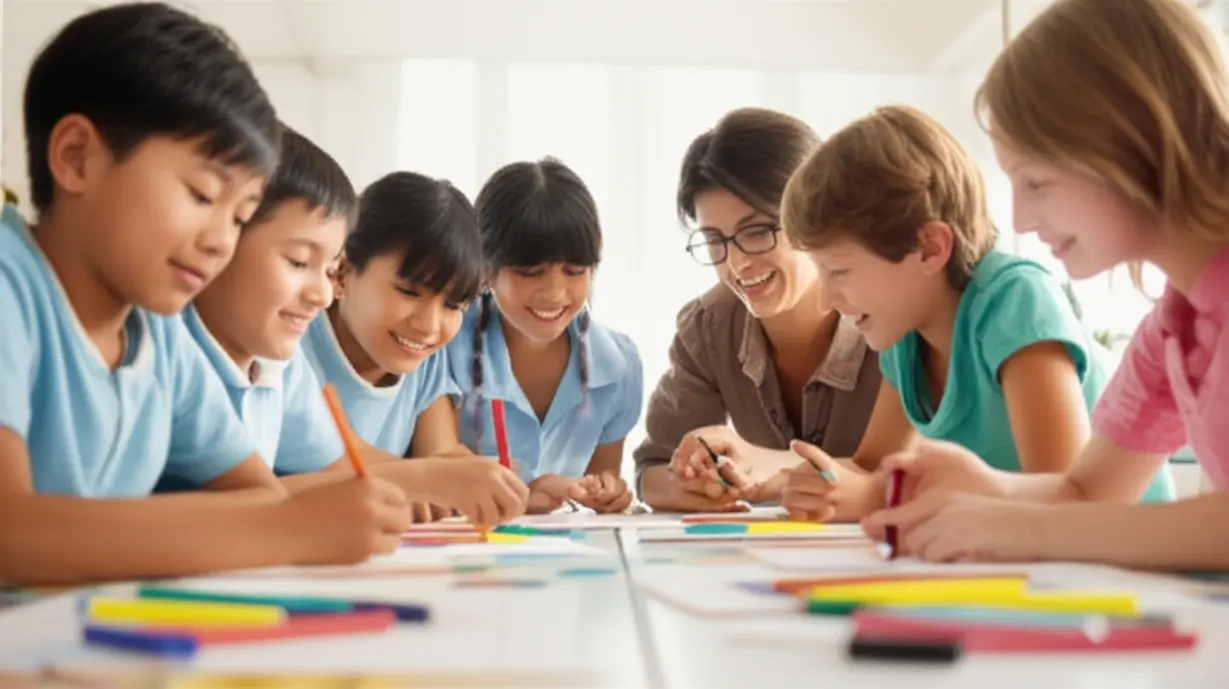 Children-engaged-in-a-creative-activity-with-a-caregiver-in-an-after-school-program.