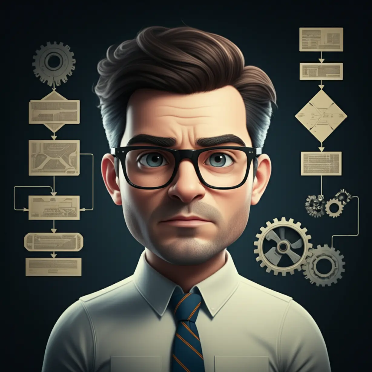 논리와-계획을-상징하는-귀여운-3D-남자-캐릭터