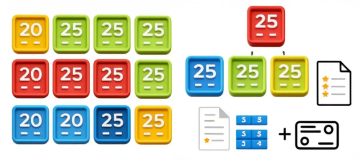 A-3D-illustration-comparing-the-number-of-questions-per-subject-in-the-current-and-2027-civil-servant-exam-formats-using-blocks-and-icons.