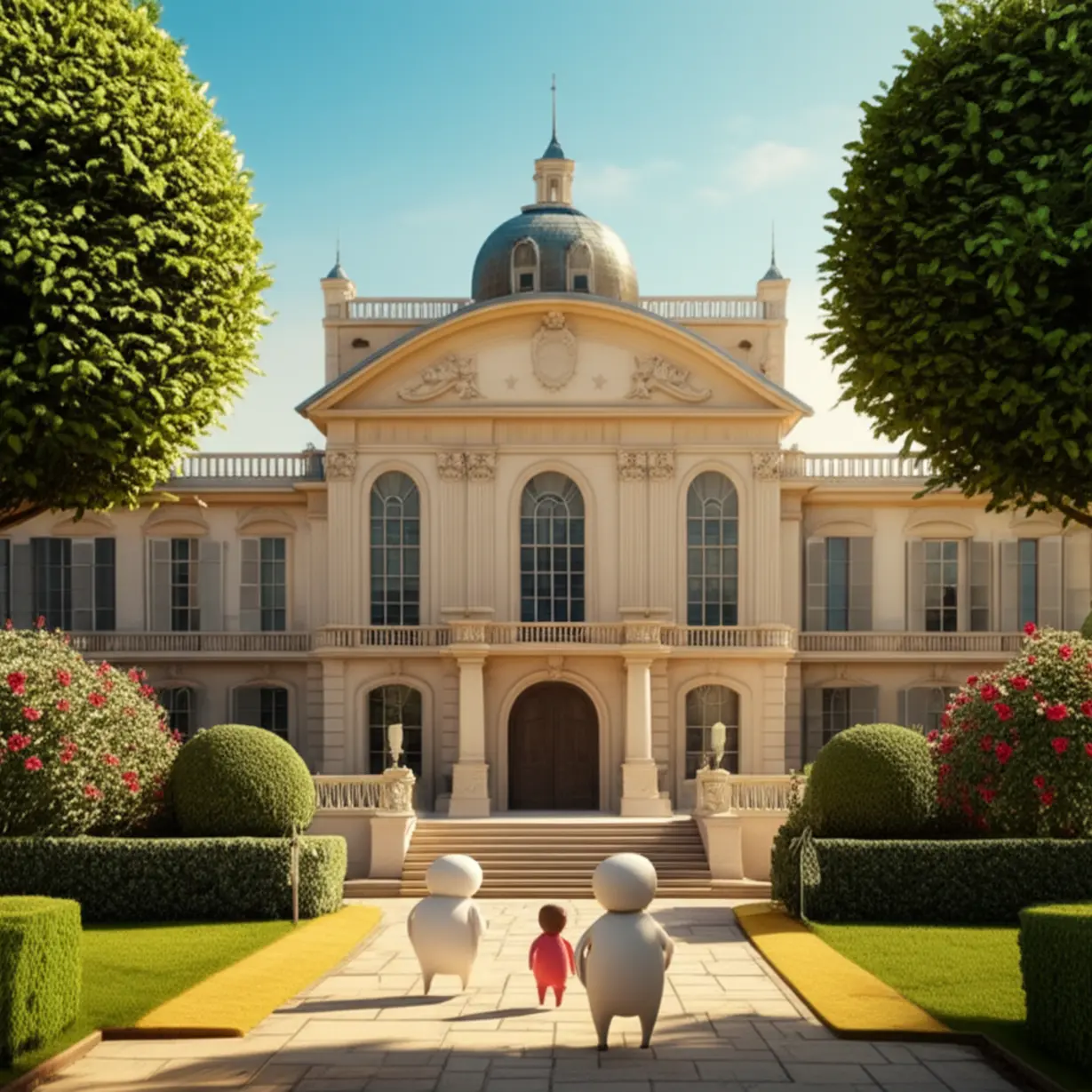 Cute-3D-illustration-of-an-elegant-palace-with-content-abstract-characters-representing-the-