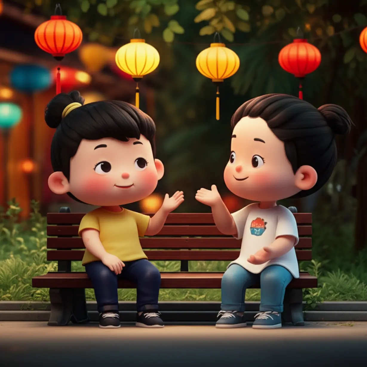 Cute-3D-characters-having-a-simple-conversation-in-Vietnam.