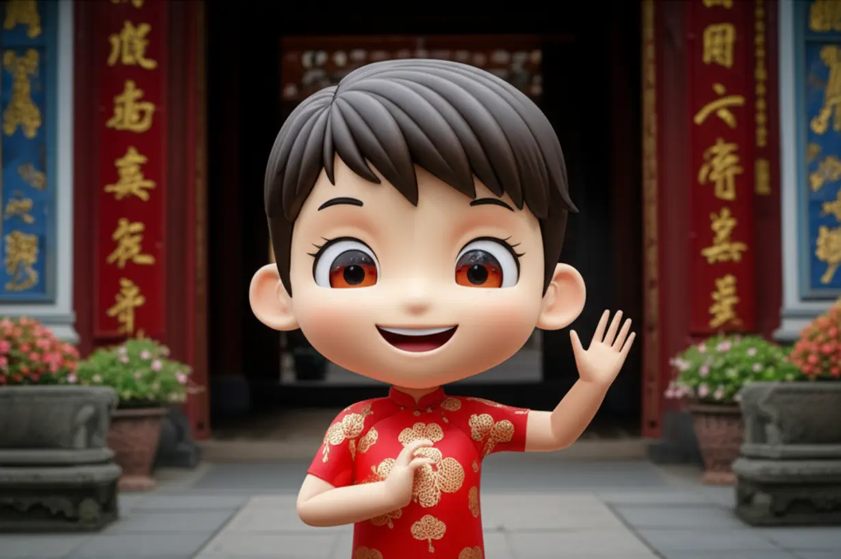 Cute-3D-character-saying-hello-in-Vietnamese-setting.