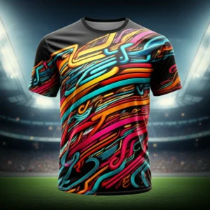 스포츠-경기장-배경에-긴-문구가-추상적으로-표현된-귀여운-3D-밈-티셔츠-이미지