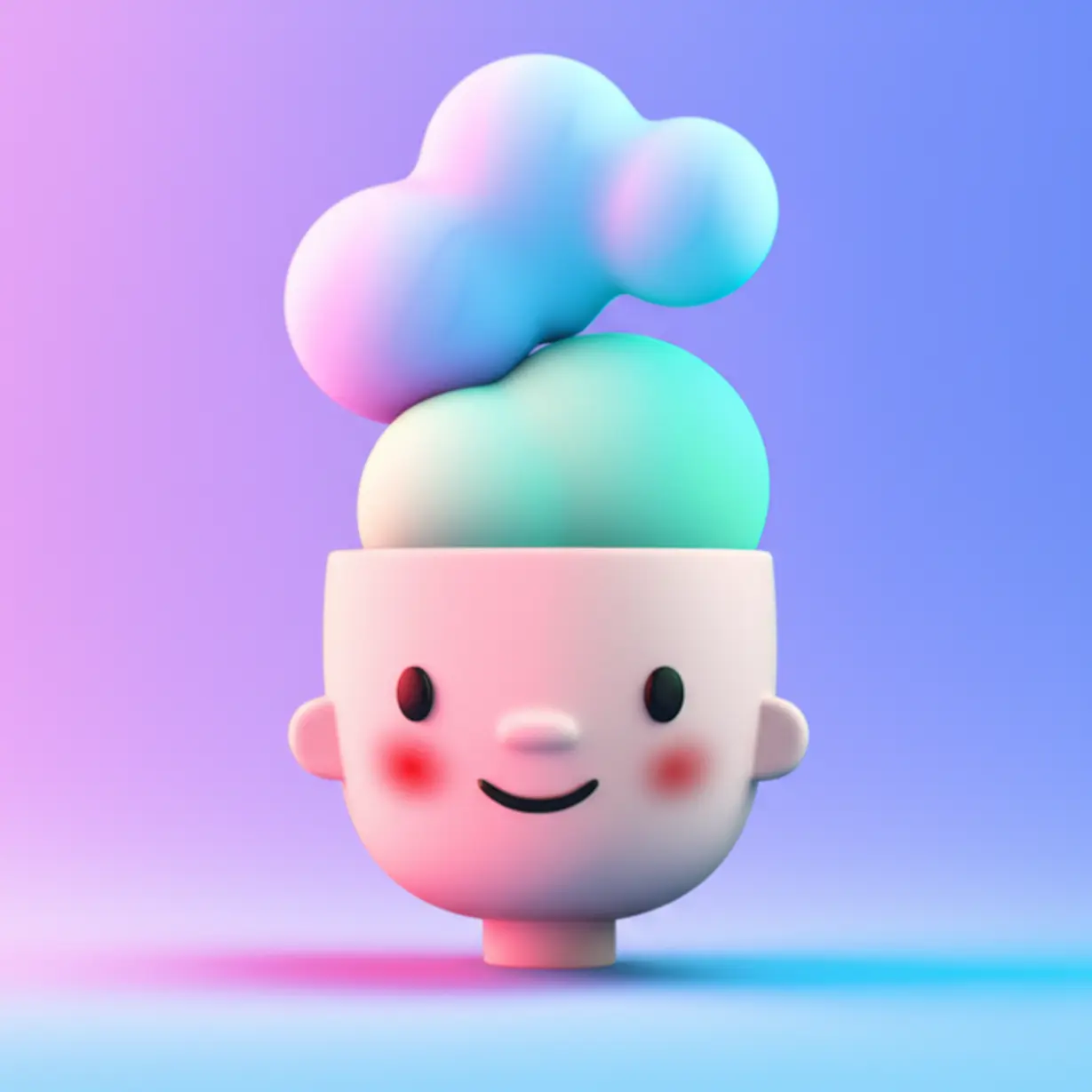 Cute-3D-heads-illustrating-going-blank,-relaxing,-and-showing-respect