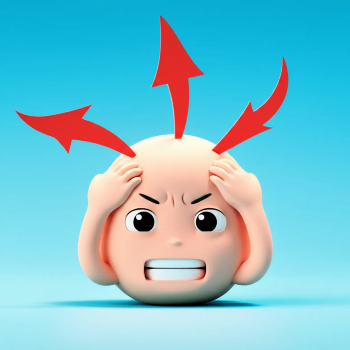 Cute-3D-heads-demonstrating-frustration,-anger,-and-changing-direction